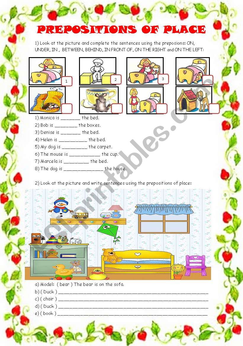 PREPOSITIONS OF PLACE worksheet