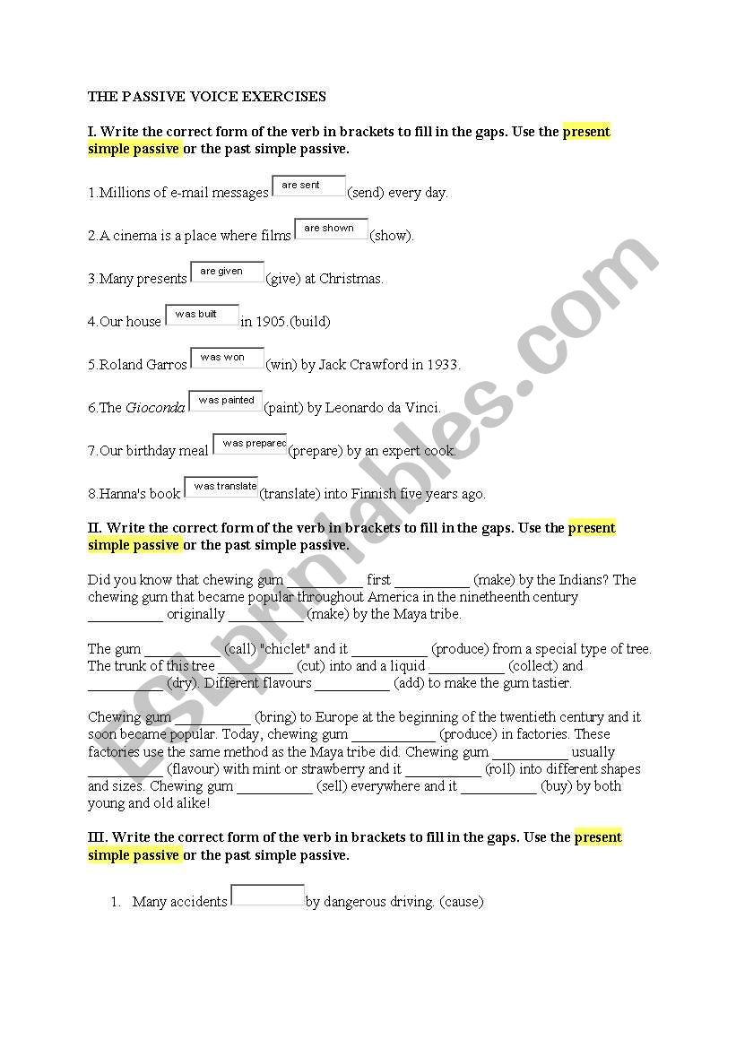 passive voice worksheet