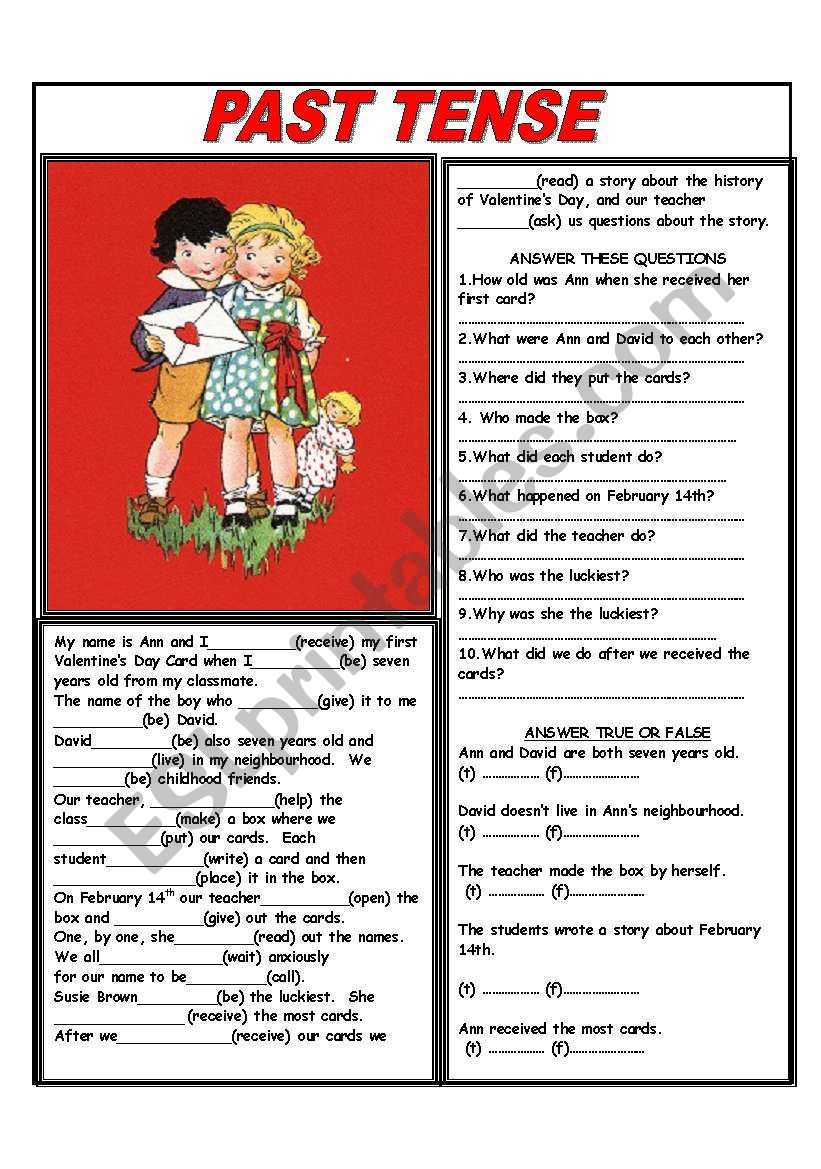 PAST TENSE VALENTINES DAY worksheet