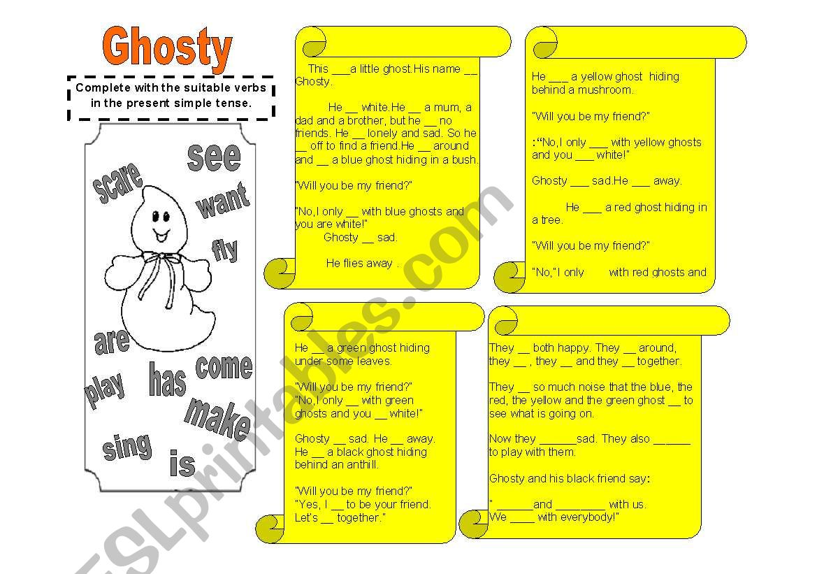 Ghosty- reading comprehension worksheet