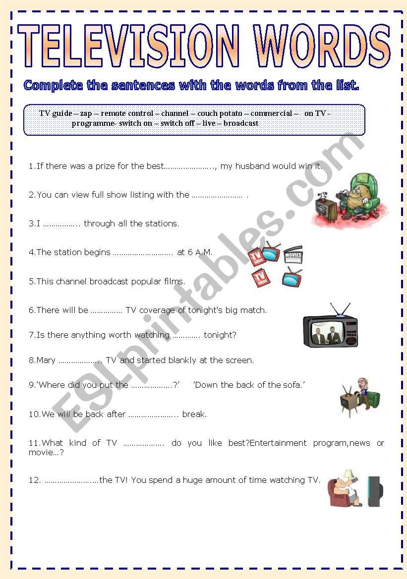 TV Words worksheet