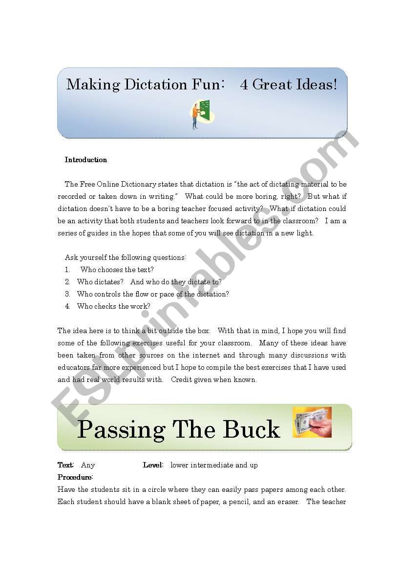 Making Dictation Fun Part 1 worksheet