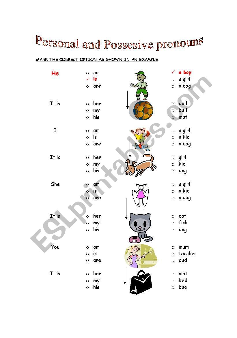 Personal and possesive pronouns for little ones