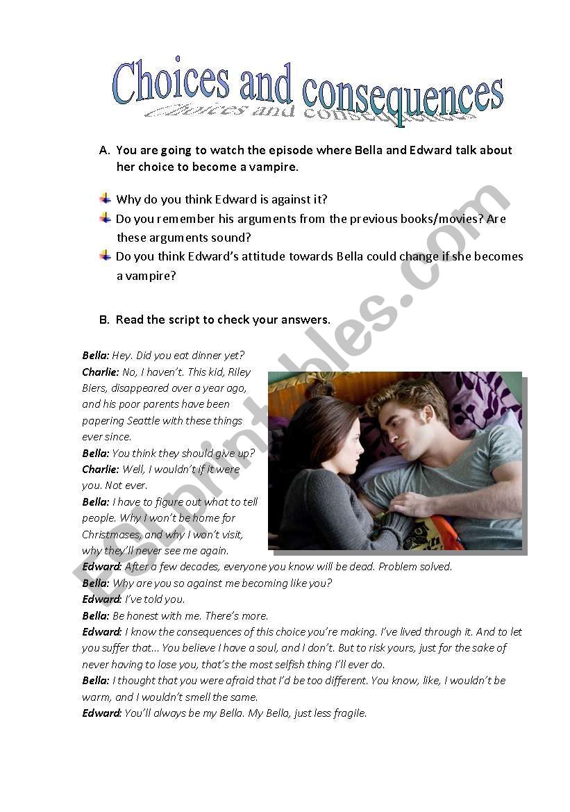 Choices And Consequences Esl Worksheet By Yaryna1805
