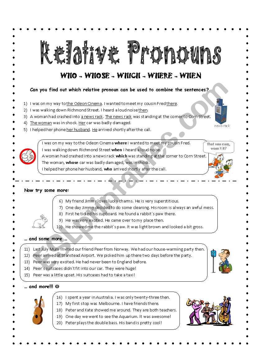 RELATIVE CLAUSES using who, whose, which, where, when
