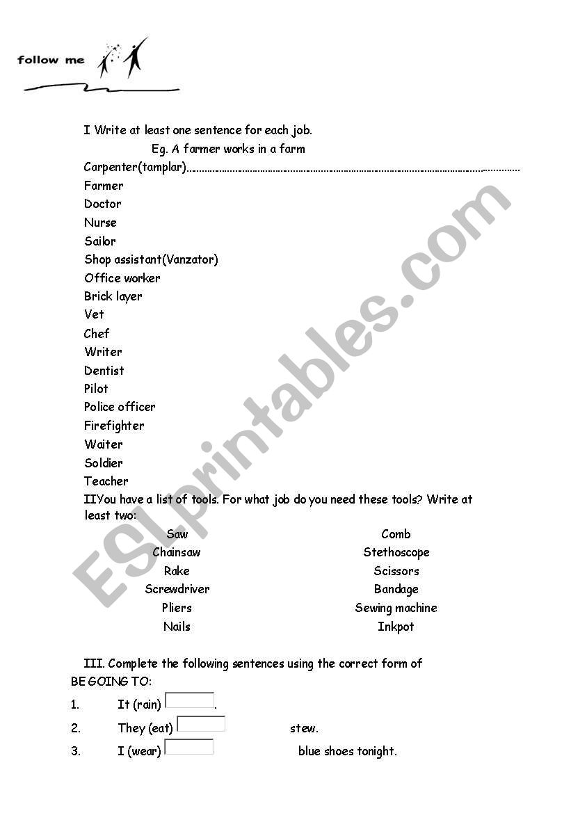 Be going to worksheet