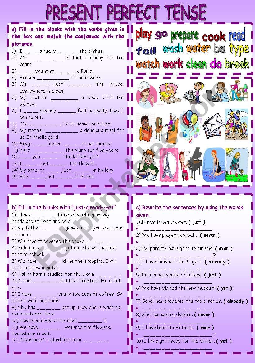 PRESENT PERFECT TENSE worksheet