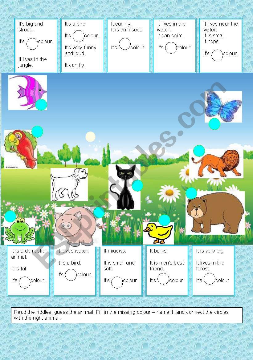 PLAY WITH COLOURS AND ANIMALS worksheet