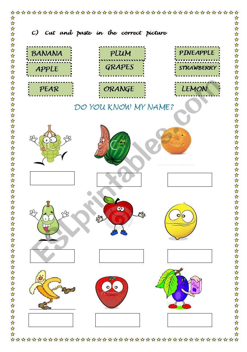 lovely fruits worksheet