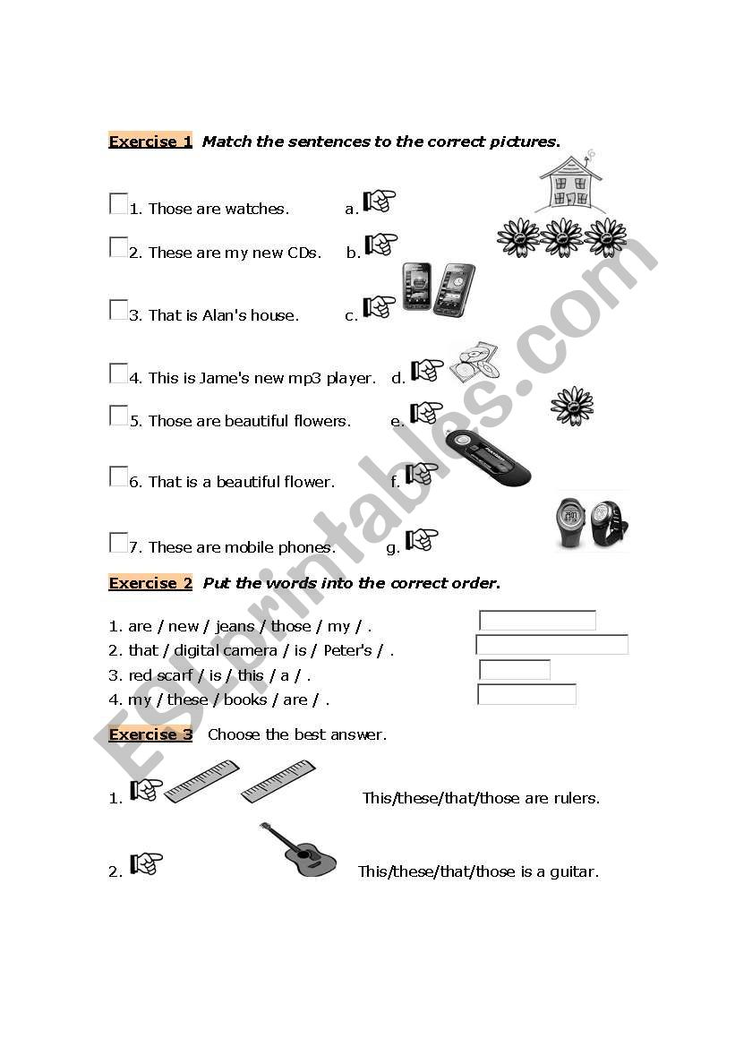 this-these, that-those worksheet