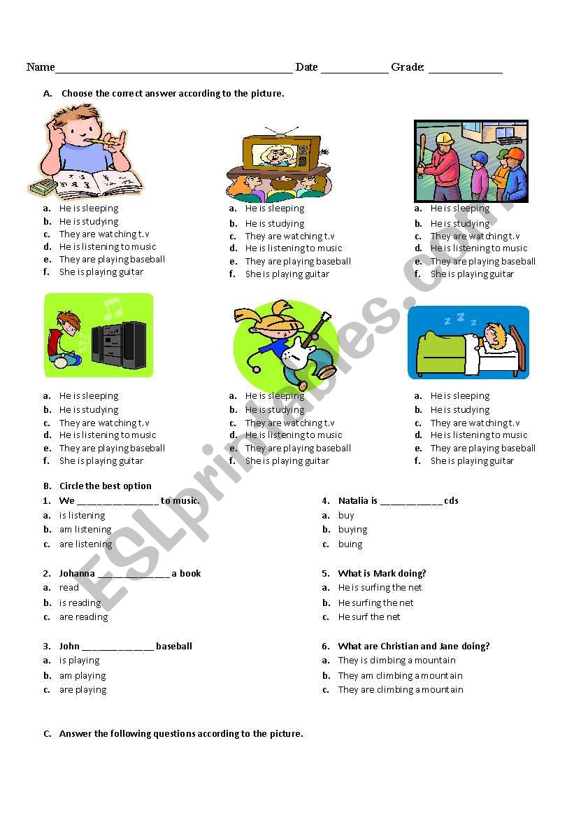 activities in present continuos