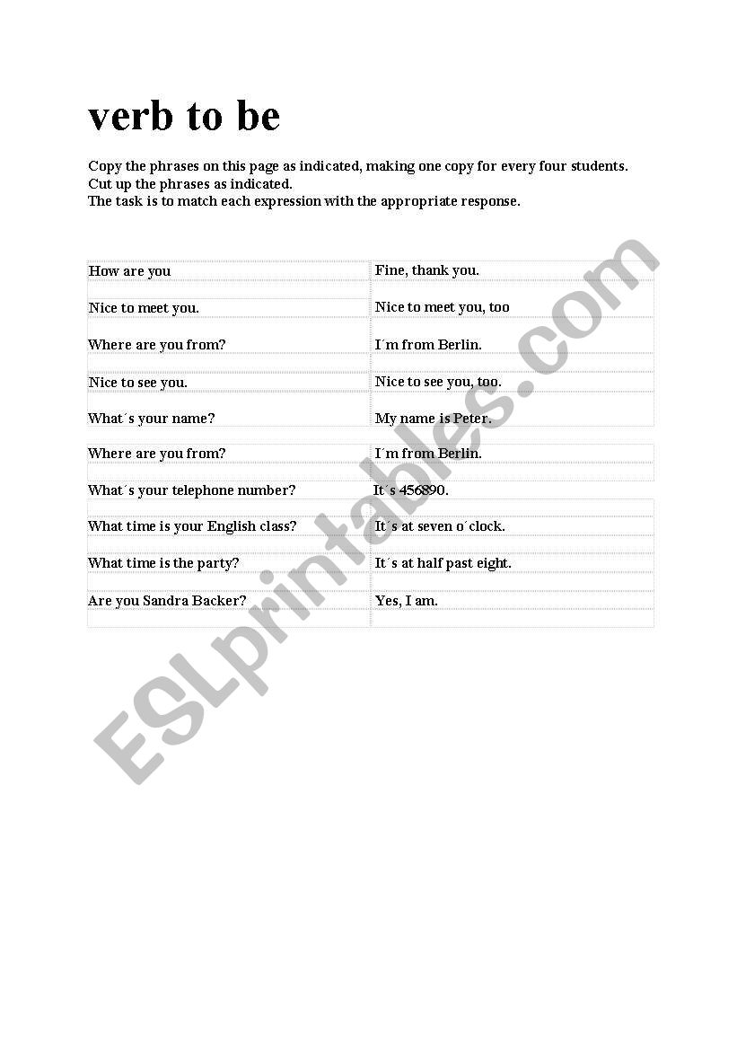 Extra activity worksheet