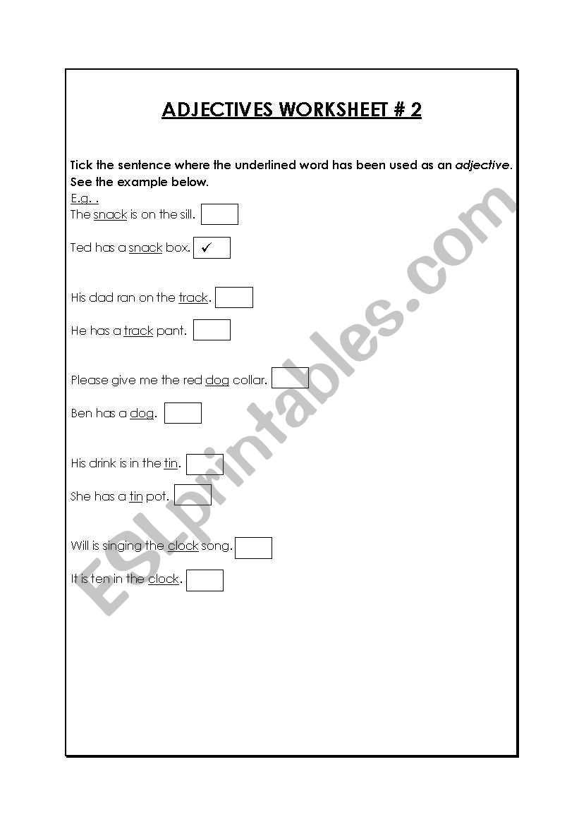 Adjectives or Nouns worksheet