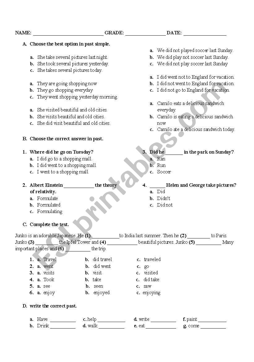 PASADO SIMPLE worksheet