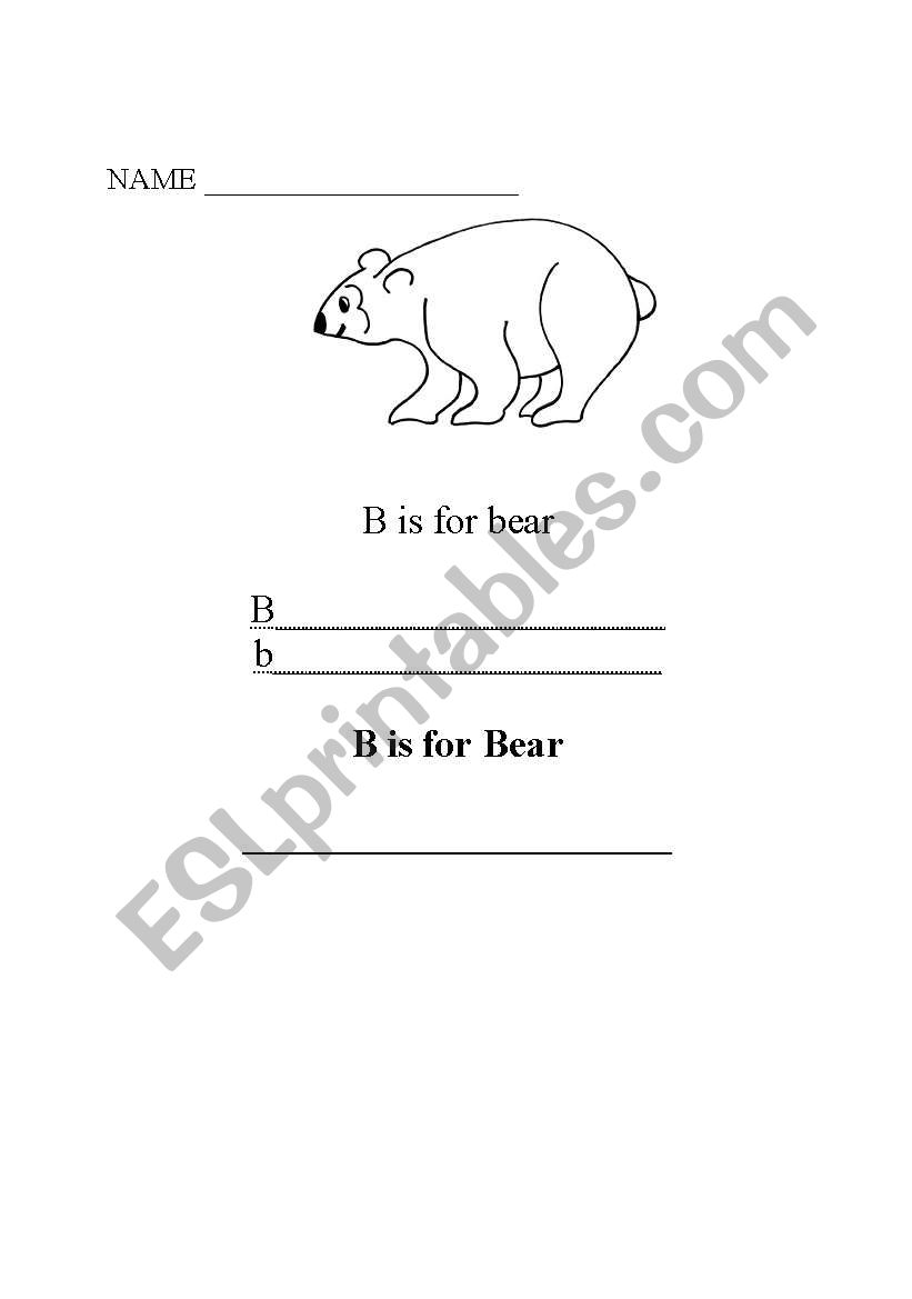 B is for Bear worksheet