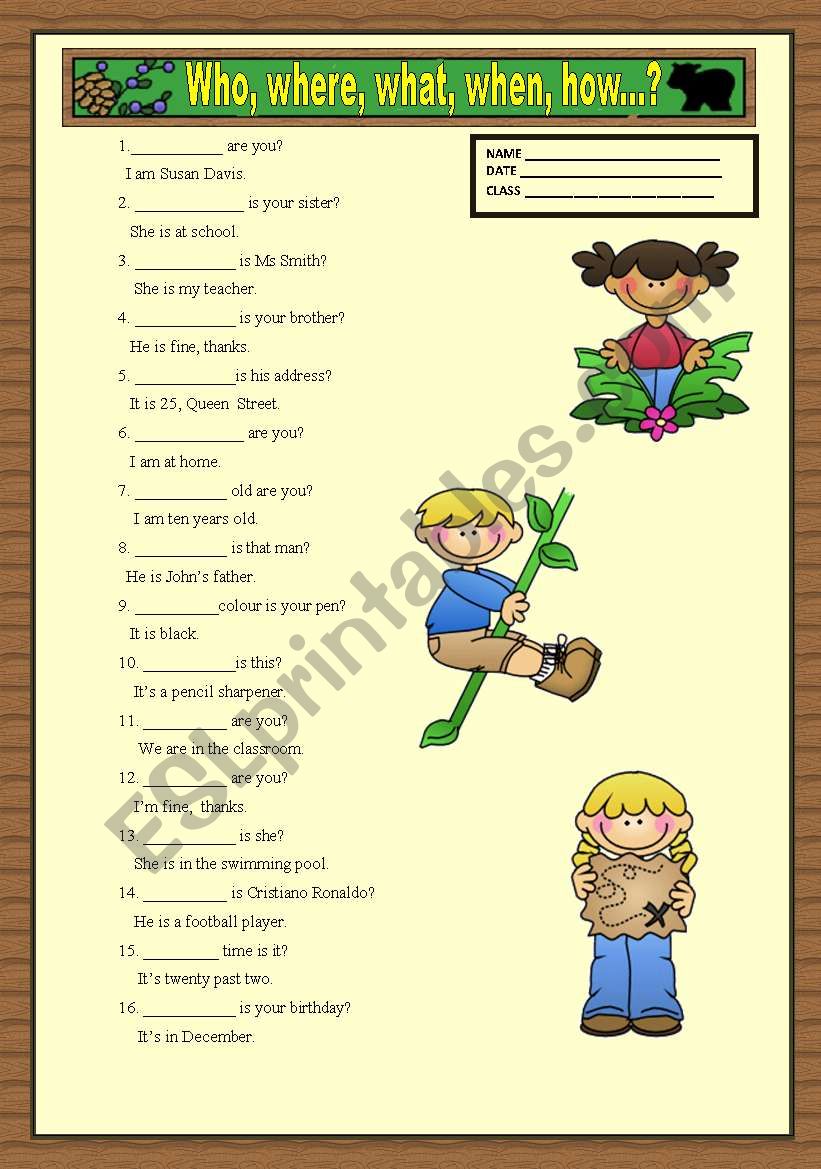 QUESTIONS worksheet