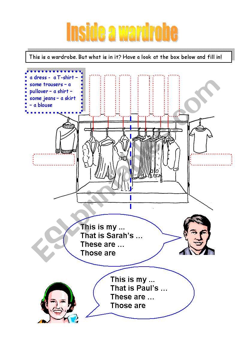 Inside of a wardrobe worksheet