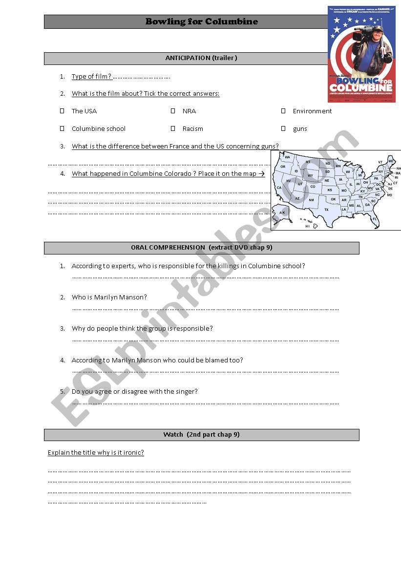 bowling for columbine worksheet