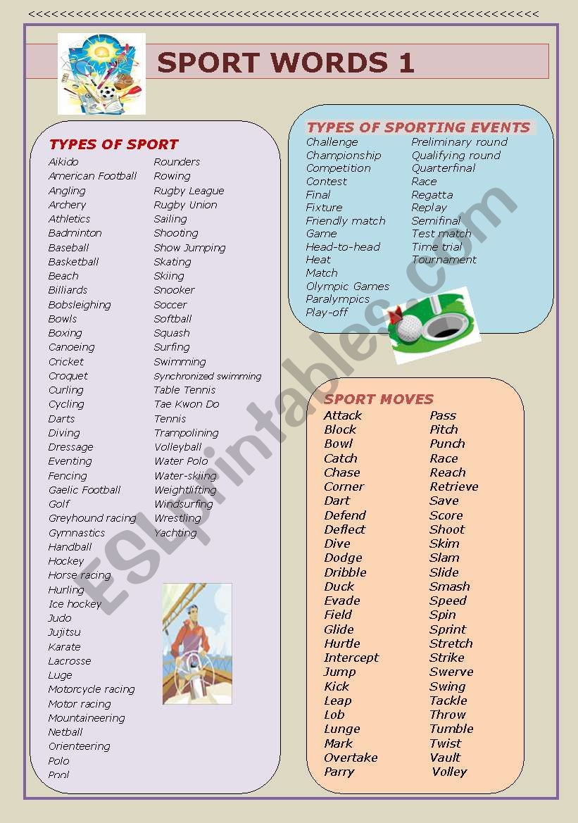 SPORTS worksheet