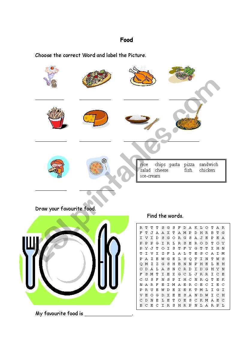 food worksheet