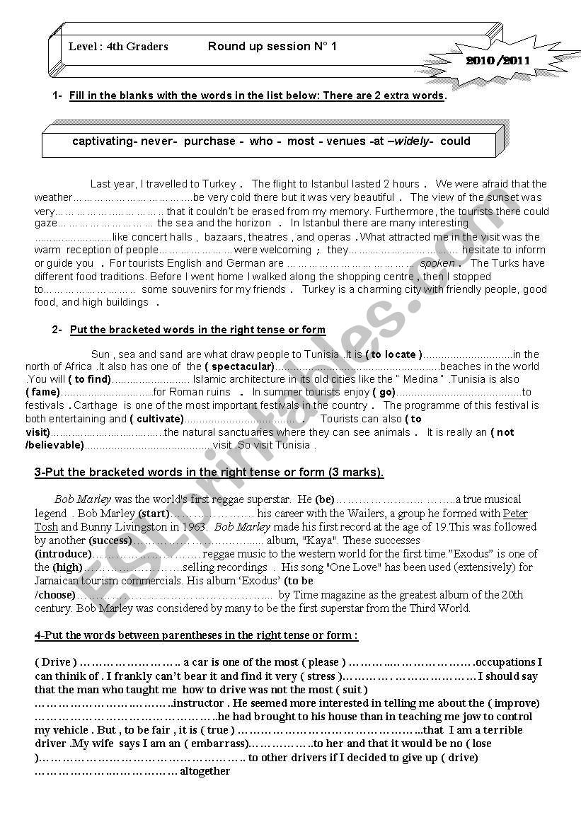 Revision tasks related to the 2nd and 3rd units Bac 2nd term 