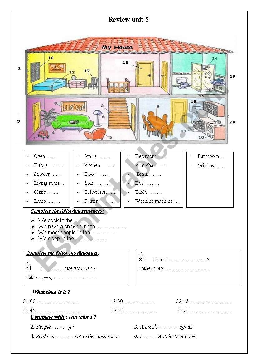 house worksheet