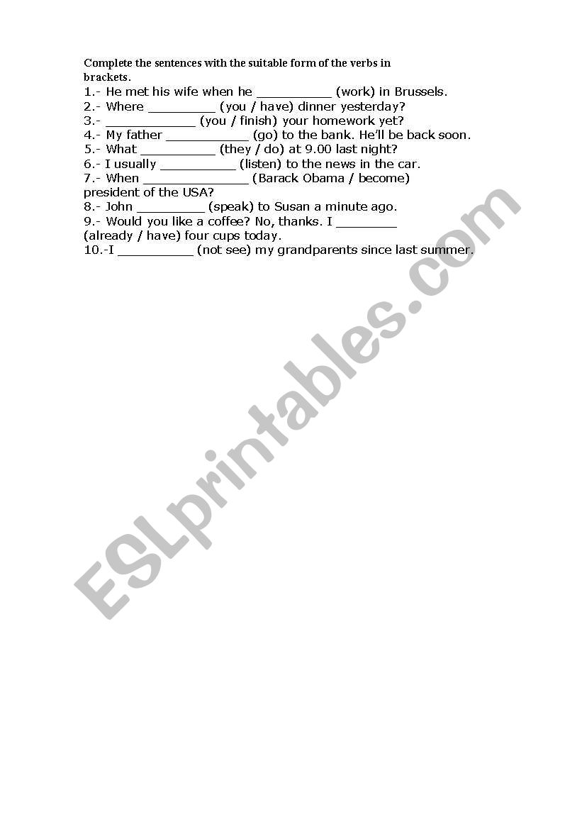 modals worksheet