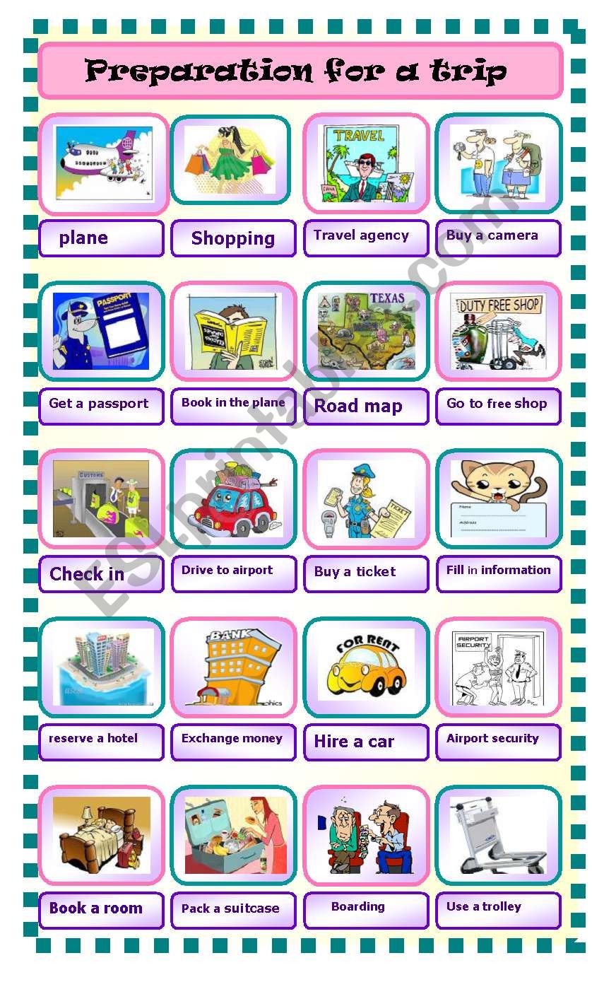 preparation for a trip worksheet