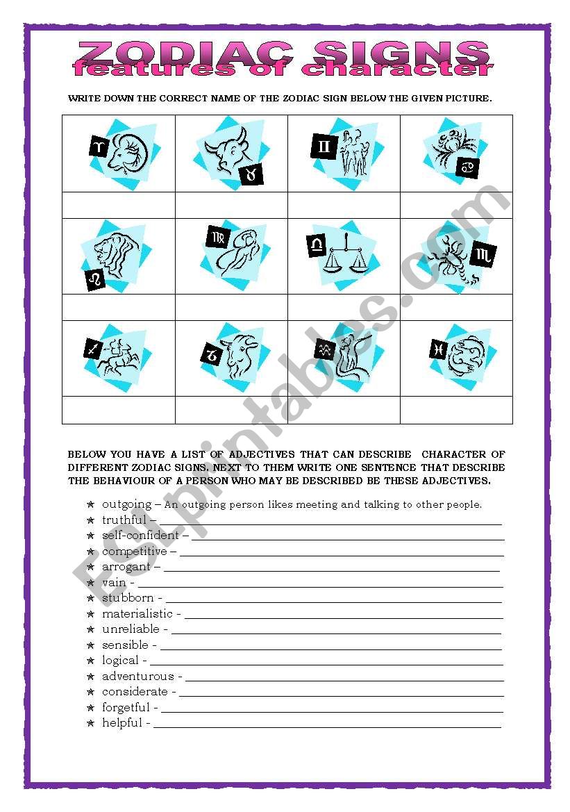 ZODIAC SIGNS  worksheet