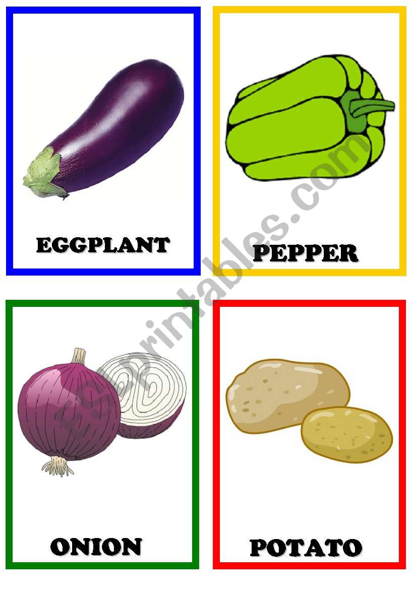 Vegetables Flashcards 1/2 worksheet