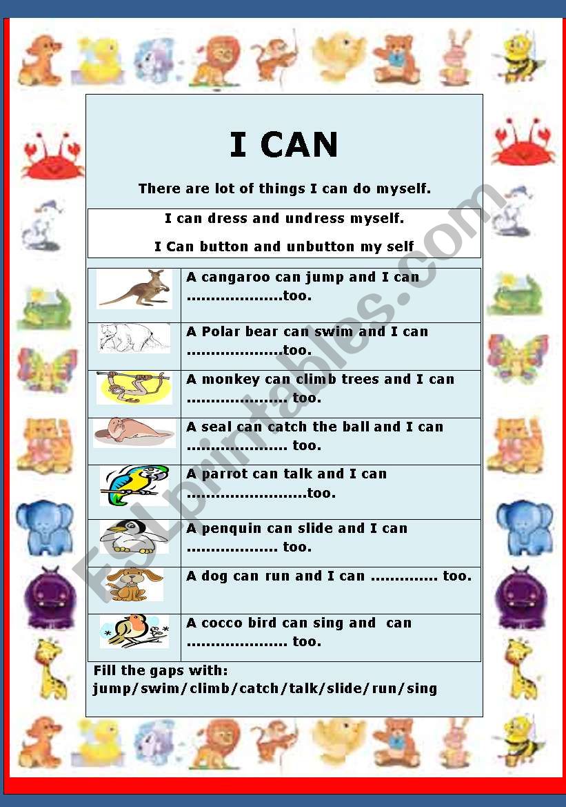 Can (ability) worksheet