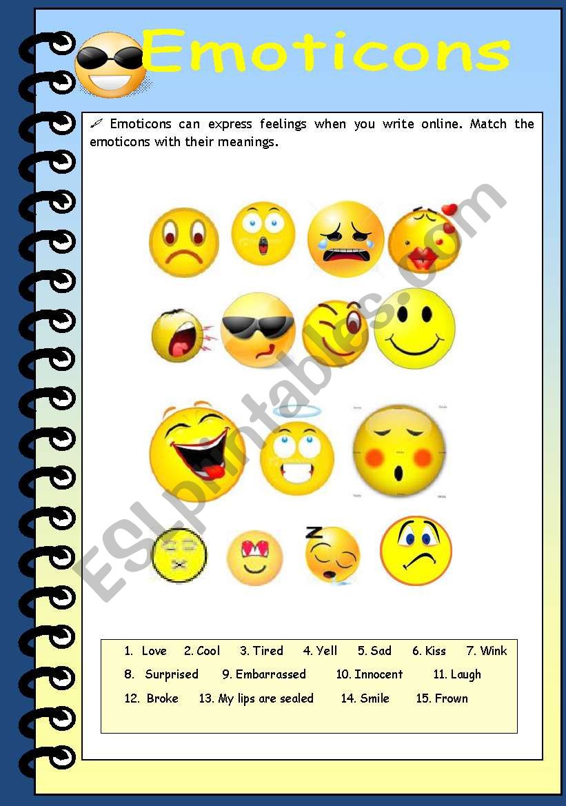 emoticons worksheet