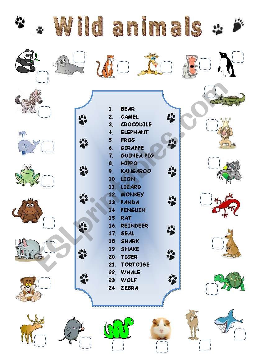 WILD ANIMALS MATCHING worksheet