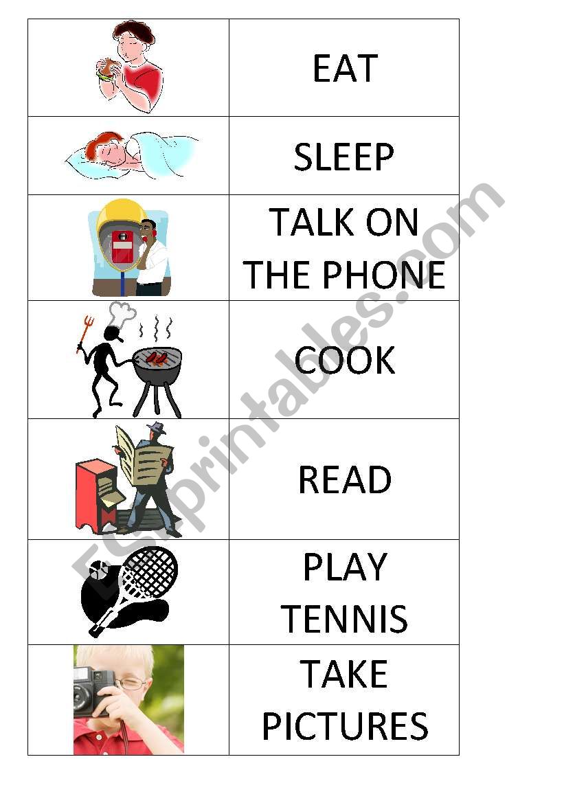 Matching game- Basic Action verbs