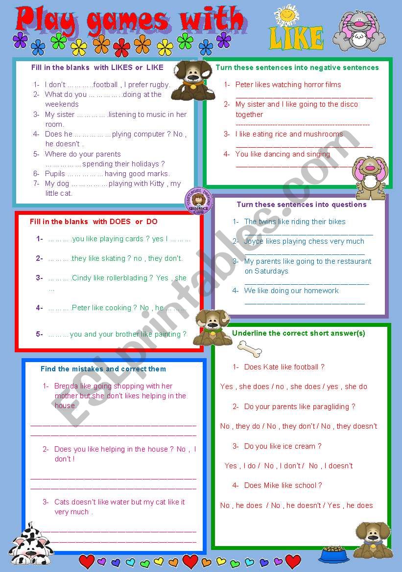 PLAY GAMES WITH LIKE  worksheet