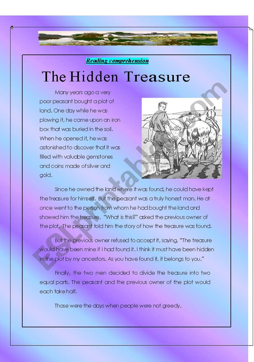 The Hidden Treasure worksheet