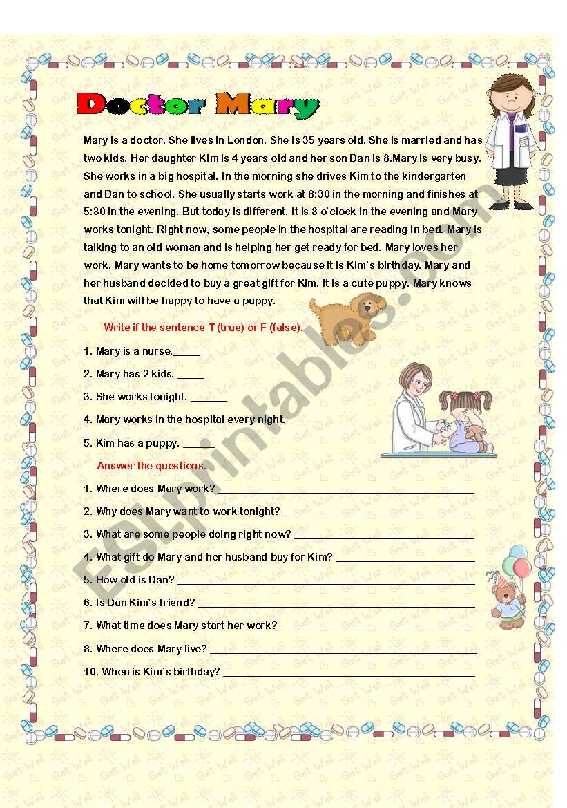 Doctor Mary worksheet