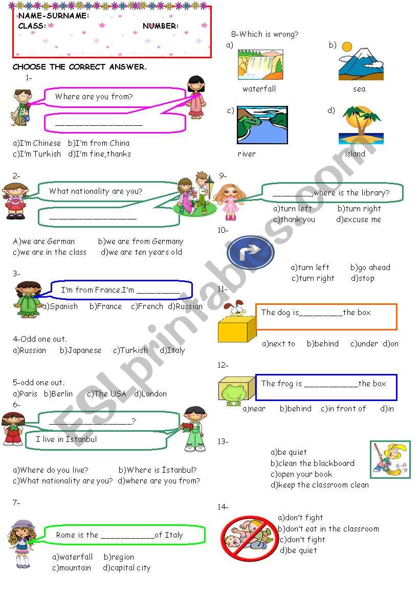 test for beginners worksheet