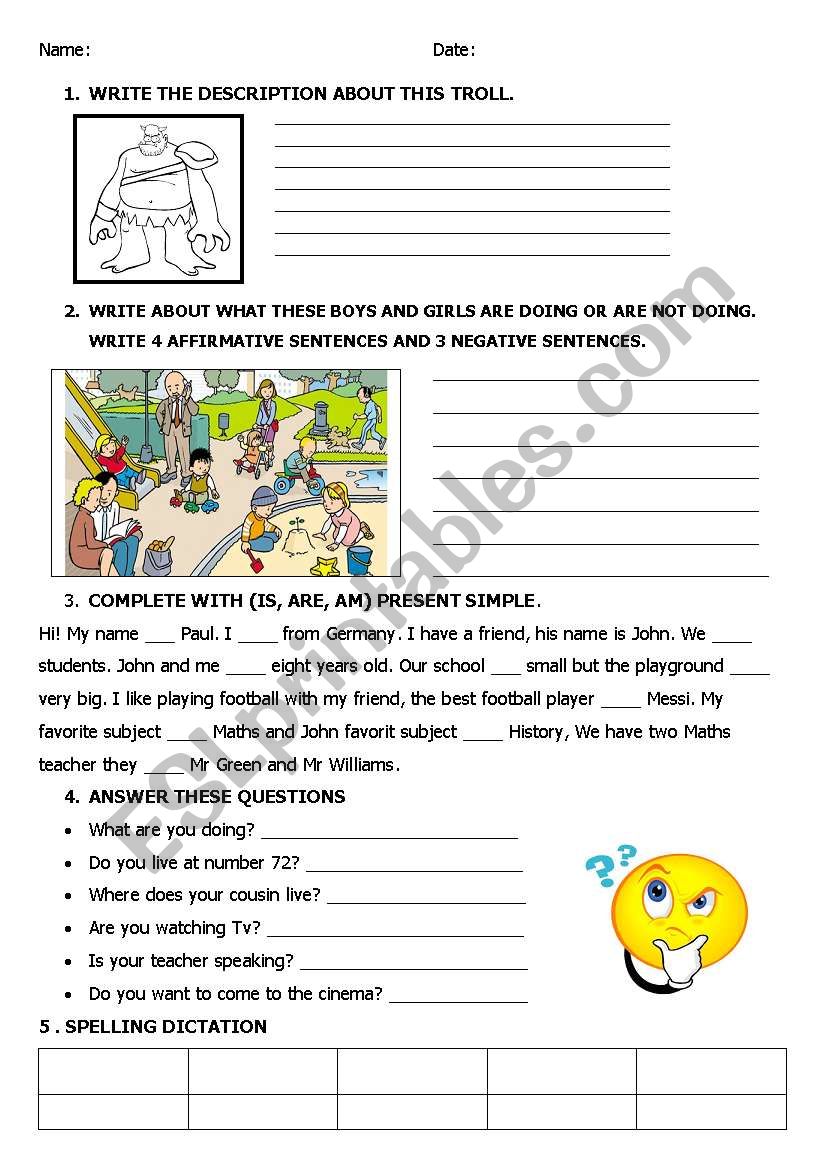 exam 4th grade worksheet