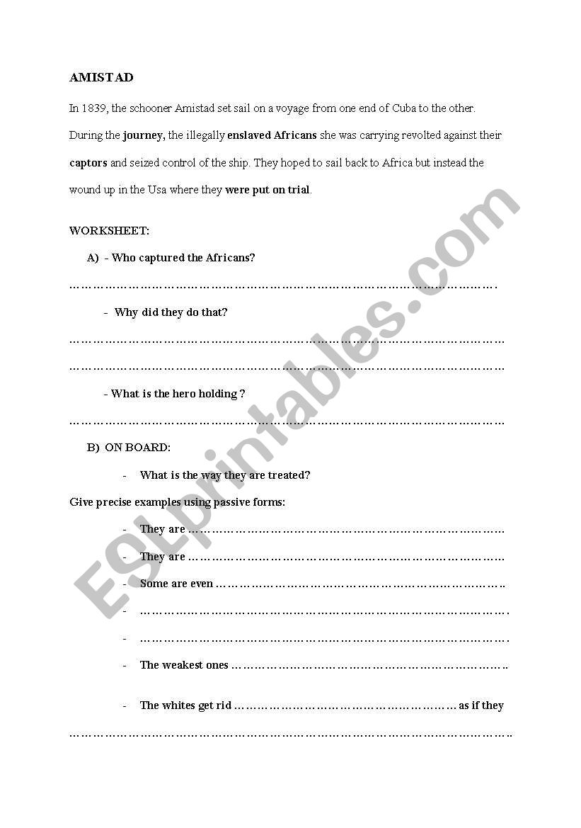 amistad worksheet