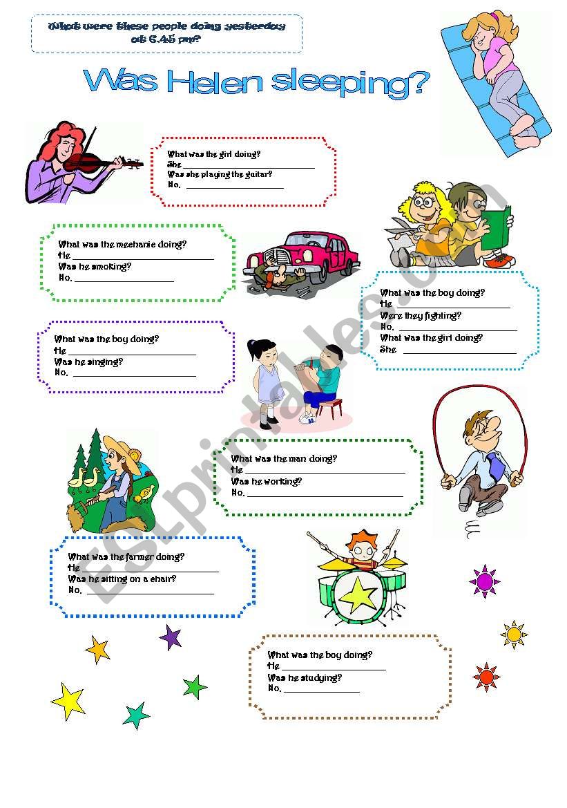 WAS HELEN SLEEPING: PAST CONTINUOUS TENSE