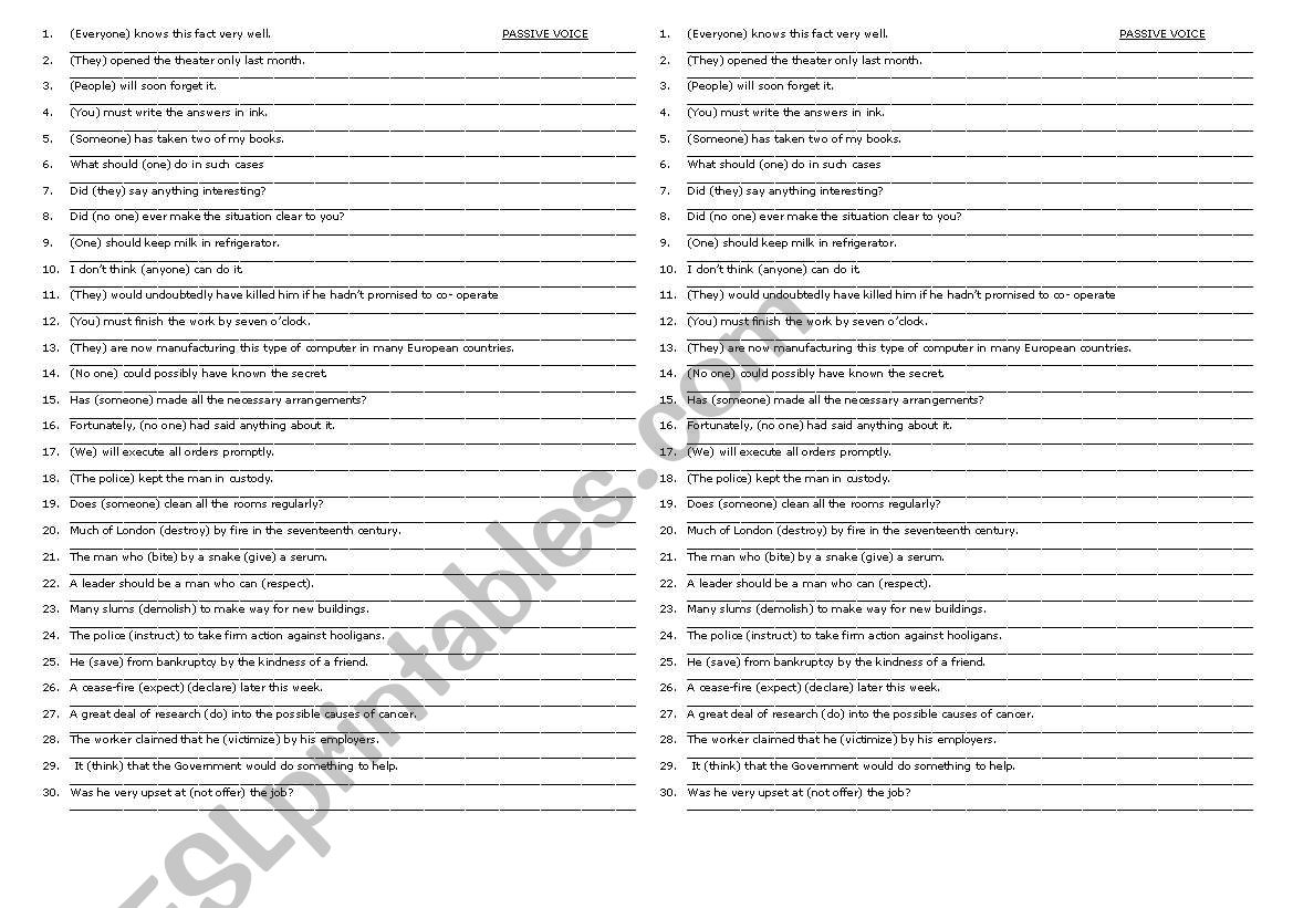 passive voice worksheet