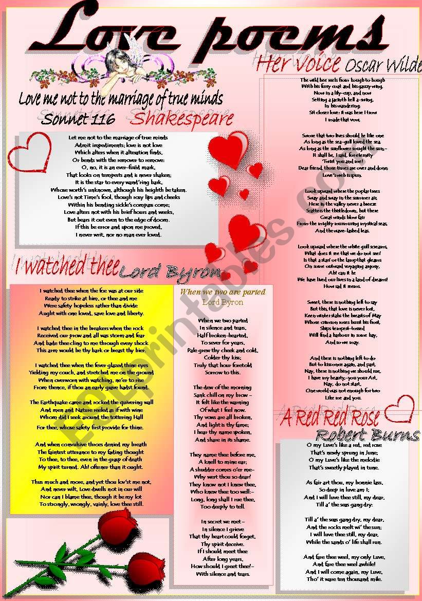 THE BEST POEMS OF LOVE for VALENTINES DAY