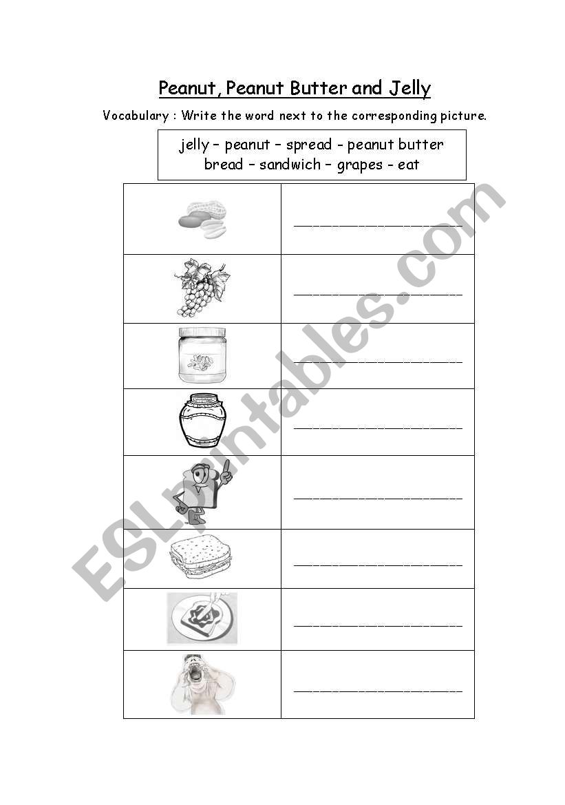 Peanut Butter and Jelly worksheet