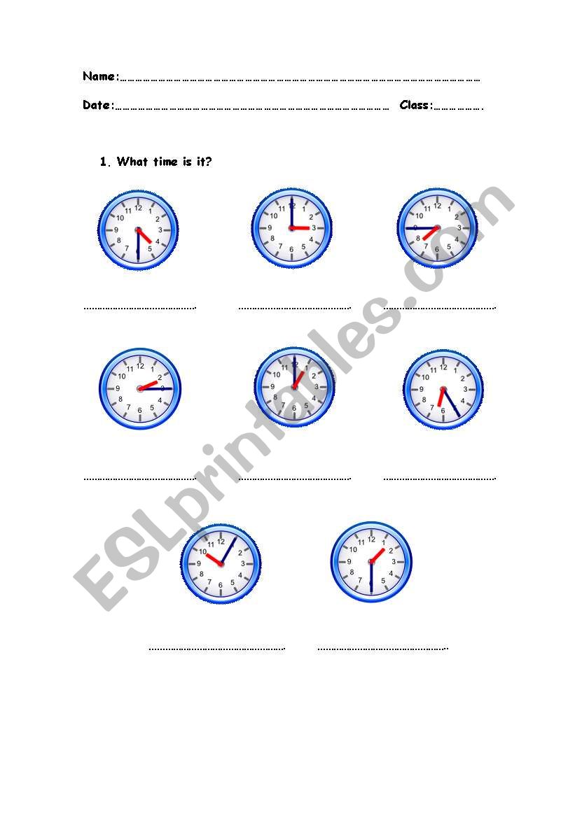 time exam worksheet