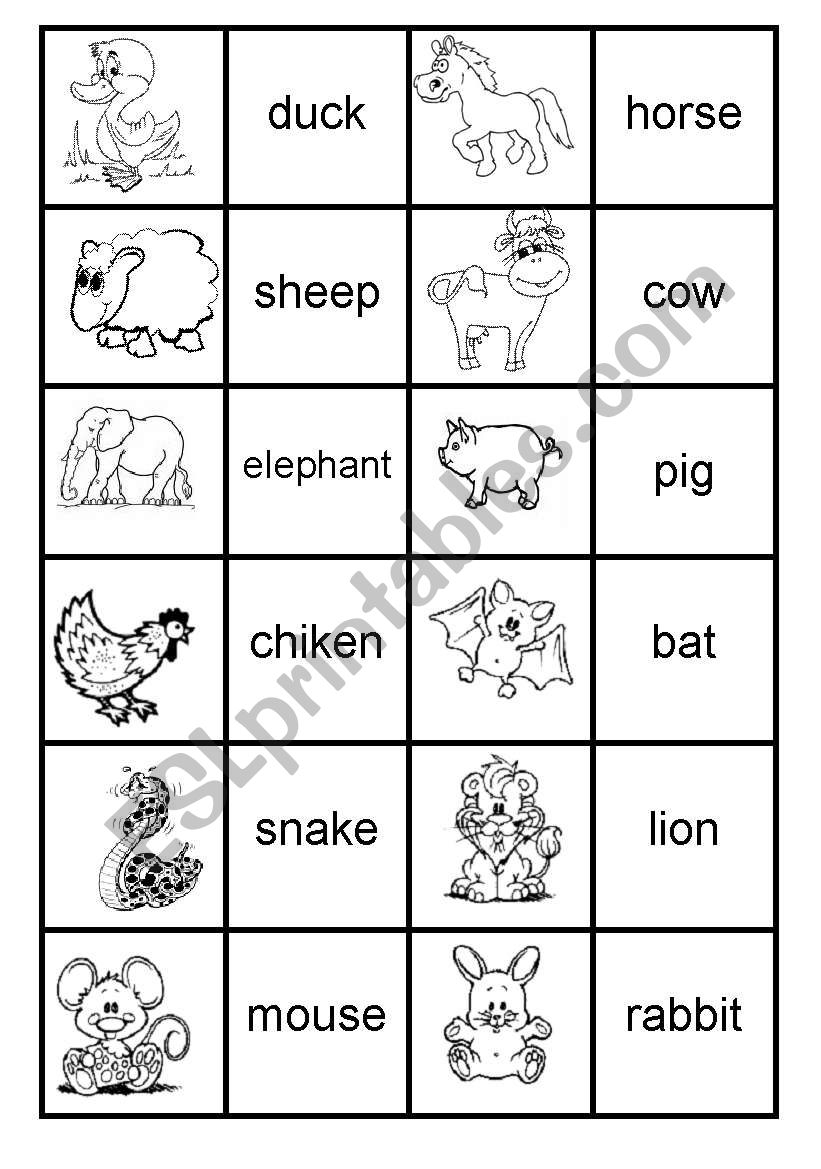 Memory game worksheet