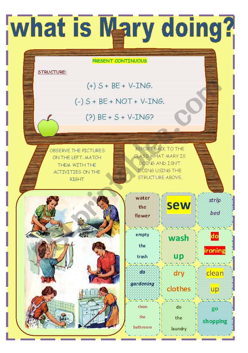 WHAT IS MARY DOING? worksheet