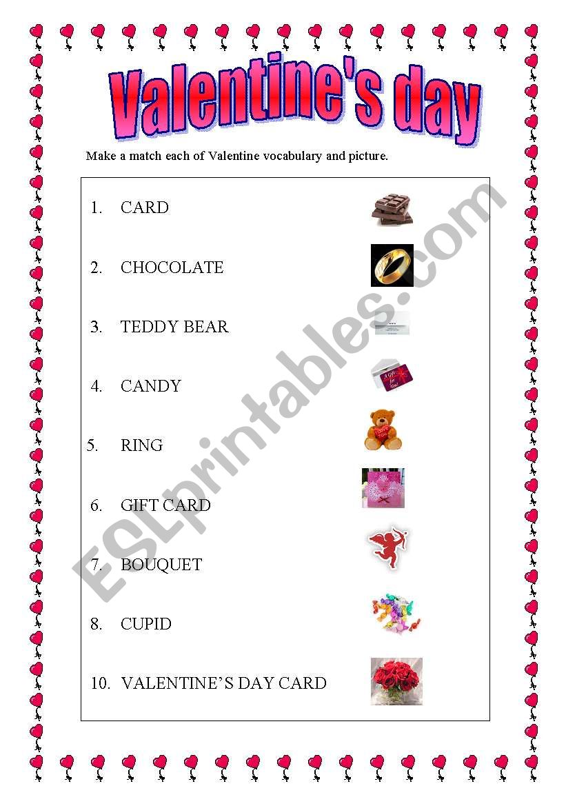 Valentines day  worksheet