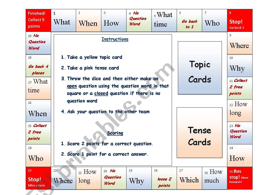 Questions Boardgame worksheet