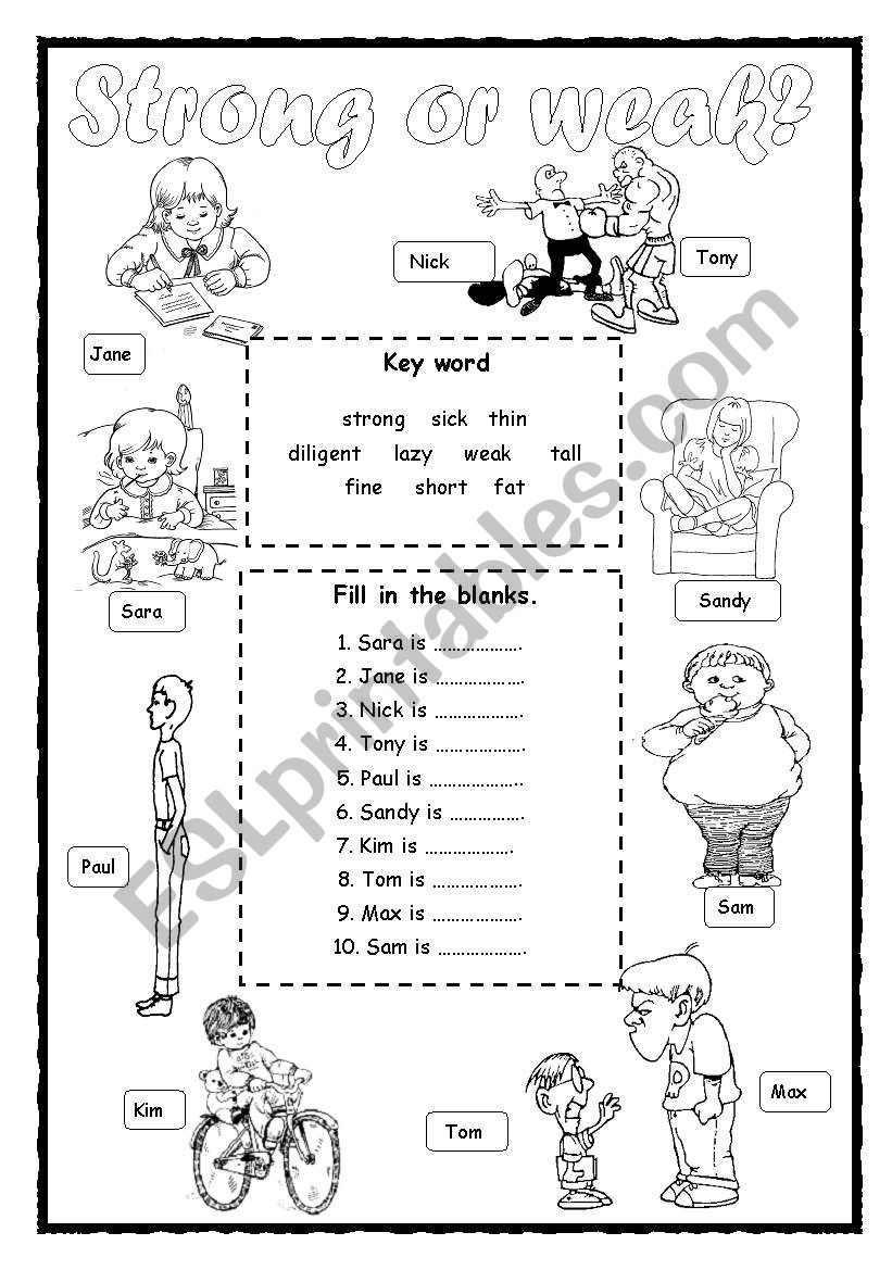 Strong or weak? worksheet